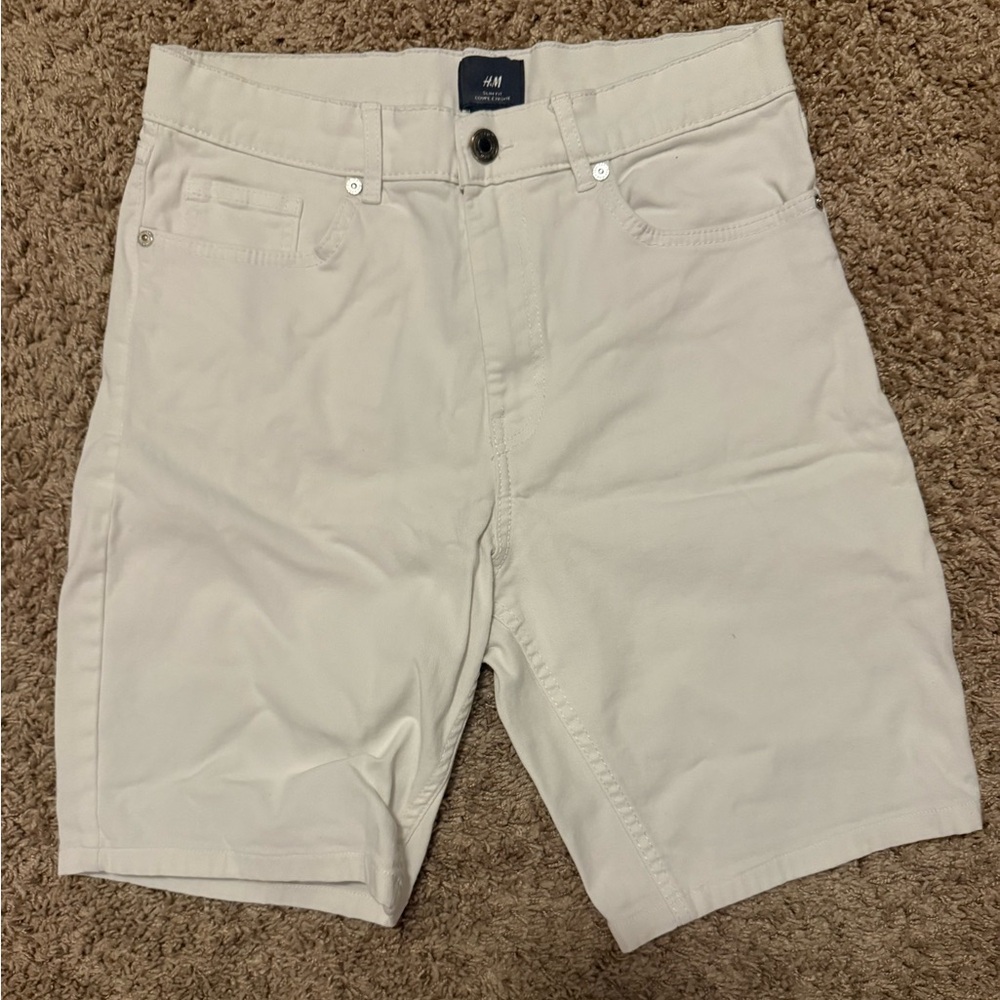 H&M Men's White Flat Front Shorts